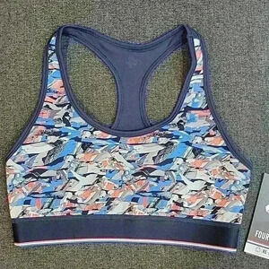 Fourlaps Blue Confetti Sports Bra Size Small